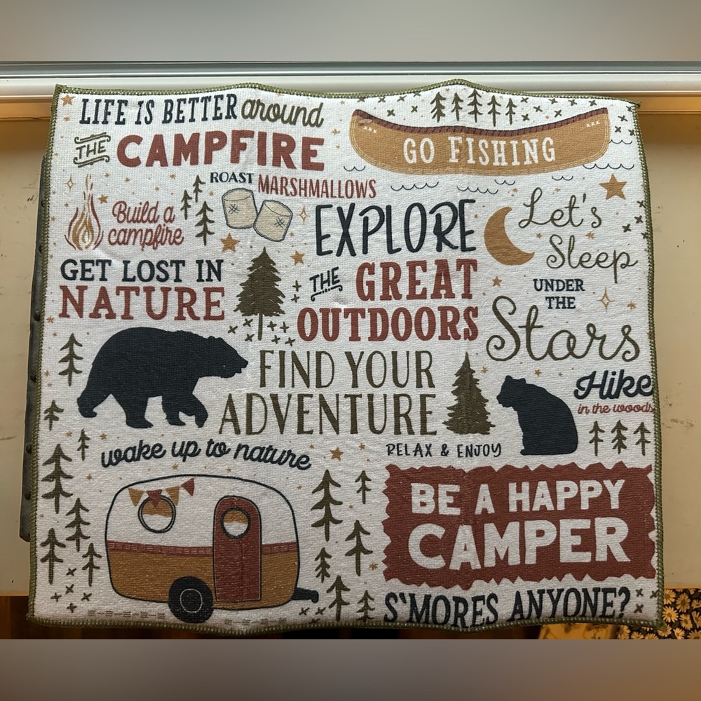 Camping Printed Kitchen Microfiber Drying Mat - New